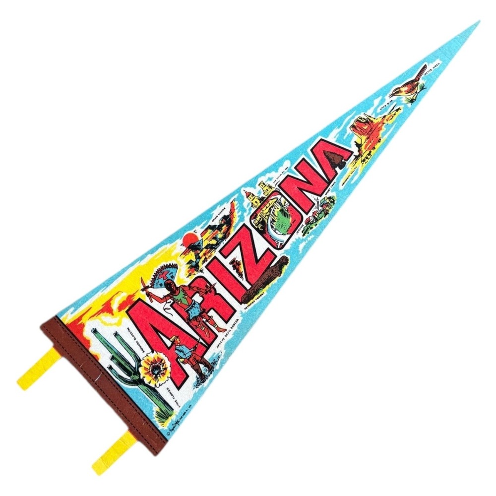 Vintage 1970‎ Arizona Felt Pennant Souvenir Banner Imperial Art Travel Route 66